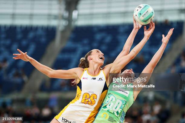 Cara Koenen of the Lightning stretches for the ball during the 2024 Suncorp Team Girls Cup match between the Lightning and the Fever at Ken Rosewall...