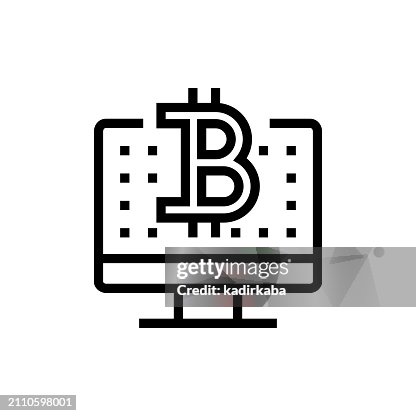 Bitcoin Program Code Line Icon. Blockchain, Cryptocurrency, Bitcoin, Money, Futuristic, Digital Money, Technology, Virtual Reality, Database. Bitcoin Program Code Line Icon. Blockchain, Cryptocurrency, Bitcoin, Money, Futuristic, Digital Money, Technology, Virtual Reality, Database.