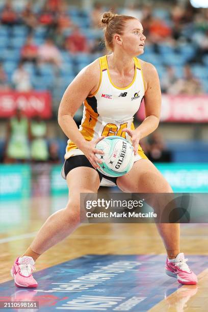 Steph Fretwell of the Lightning looks to pass during the 2024 Suncorp Team Girls Cup match between the Lightning and the Fever at Ken Rosewall Arena...