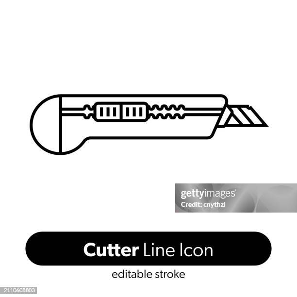 utility knife line icon. editable stroke vector icon. - utility knife stock illustrations