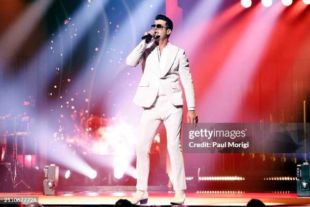 Robin Thicke performs on stage during the 25th Annual Mark Twain Prize For American Humor at The Kennedy Center on March 24, 2024 in Washington, DC.