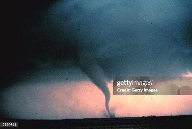 View of the 'rope' or decay stage of tornado seen during 'Sound Chase,' a joint project of NSSL and Mississippi State University in Cordell, Oklahoma...