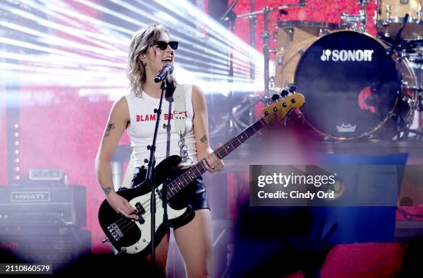 Jordan Miller of The Beaches performs onstage during the 2024 JUNO Awards at Scotiabank Centre on March 24, 2024 in Halifax, Nova Scotia.