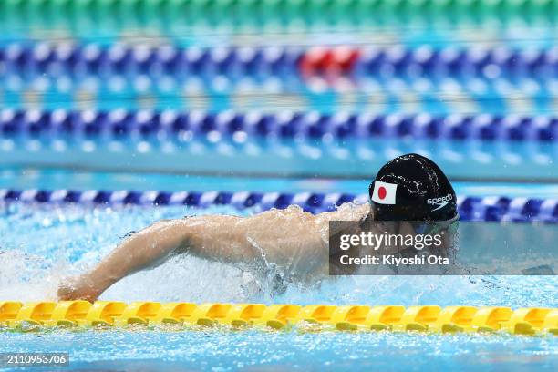 Keiichi Kimura swims during a send-off ceremony ahead of the Paris 2024 Paralympic Games during day eight of the Swimming Olympic Qualifier at Tokyo...