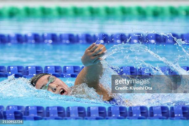 Ichika Kajimoto competes in the Women's 800m Freestyle Final during day eight of the Swimming Olympic Qualifier at Tokyo Aquatics Centre on March 24,...