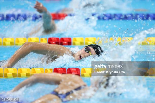 Waka Kobori competes in the Women's 800m Freestyle Final during day eight of the Swimming Olympic Qualifier at Tokyo Aquatics Centre on March 24,...