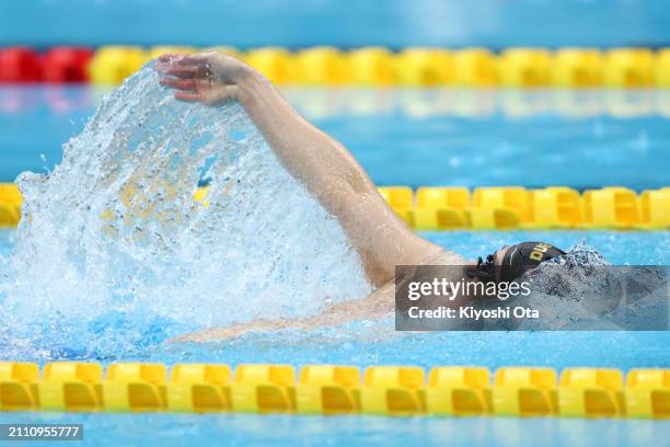 Kota Kubota swims during a send-off ceremony ahead of the Paris 2024 Paralympic Games during day eight of the Swimming Olympic Qualifier at Tokyo...