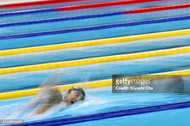 Kazushi Imafuku competes in the Men's 1500m Freestyle Final during day eight of the Swimming Olympic Qualifier at Tokyo Aquatics Centre on March 24,...