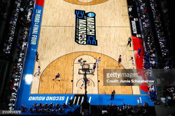 View of Duke Blue Devils and James Madison Dukes during the first half of the game during the second round of the NCAA Men’s Basketball Tournament at...