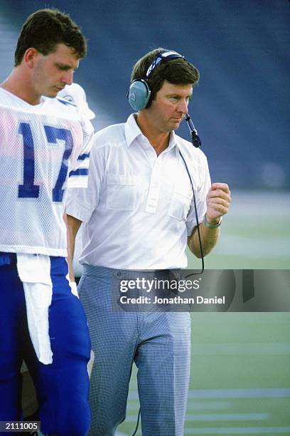 Head Coach Steve Spurrier of Duke University Blue Devils looks on the sidelines during a game in the 1988 season.