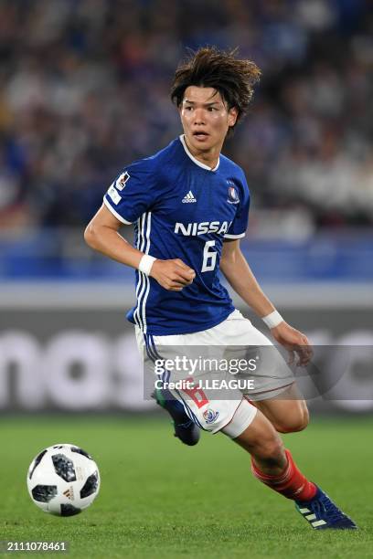 Takahiro Ogihara of Yokohama F.Marinos in action during the J.League J1 match between Yokohama F.Marinos and Kashima Antlers at Nissan Stadium on...