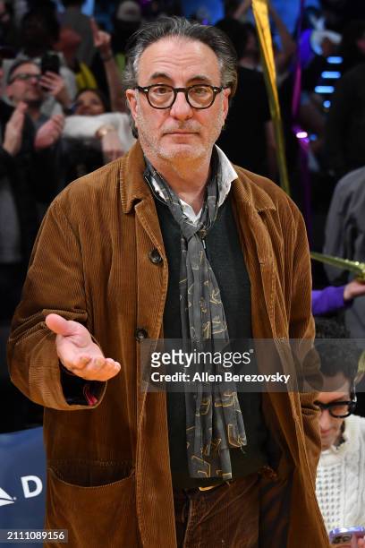Andy Garcia attends a basketball game between the Los Angeles Lakers and the Indiana Pacers at Crypto.com Arena on March 24, 2024 in Los Angeles,...