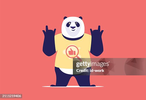 黄色いTシャツで応援するパンダ 黄色いTシャツで応援するパンダ