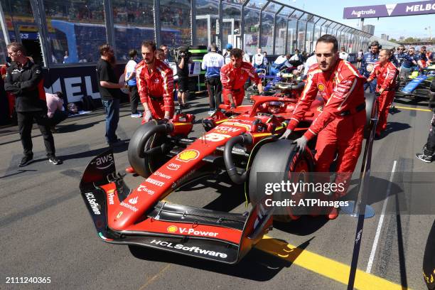 Carlos Sainz of Spain driving the Ferrari SF-24 seen during the F1 Grand Prix of Australia at Albert Park Circuit on March 24, 2024 in Melbourne,...