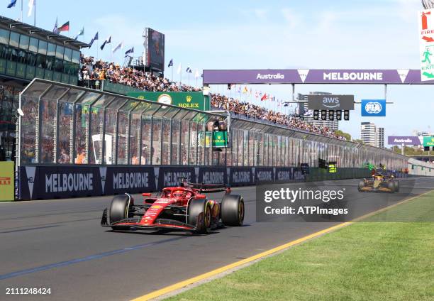 Charles Leclerc of Monaco driving the Ferrari SF-24 on track during the F1 Grand Prix of Australia at Albert Park Circuit on March 24, 2024 in...