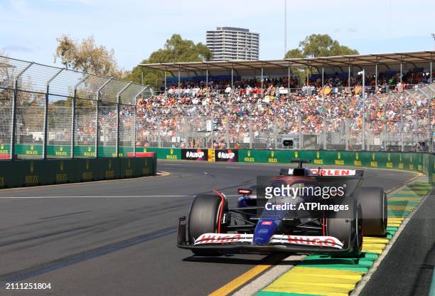 Daniel Ricciardo of Australia and Visa Cash App RB on track during the F1 Grand Prix of Australia at Albert Park Circuit on March 24, 2024 in...