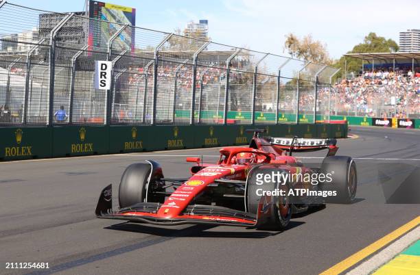 Charles Leclerc of Monaco driving the Ferrari SF-24 on track during the F1 Grand Prix of Australia at Albert Park Circuit on March 24, 2024 in...