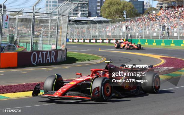 Carlos Sainz of Spain driving the Ferrari SF-24 on track during the F1 Grand Prix of Australia at Albert Park Circuit on March 24, 2024 in Melbourne,...