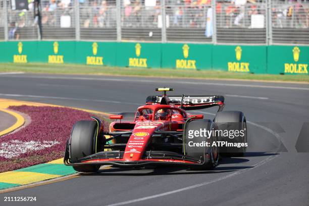 Carlos Sainz of Spain driving the Ferrari SF-24 on track during the F1 Grand Prix of Australia at Albert Park Circuit on March 24, 2024 in Melbourne,...