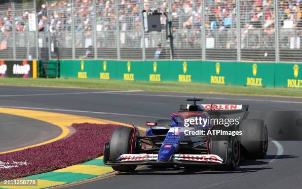 Daniel Ricciardo of Australia and Visa Cash App RB on track during the F1 Grand Prix of Australia at Albert Park Circuit on March 24, 2024 in...