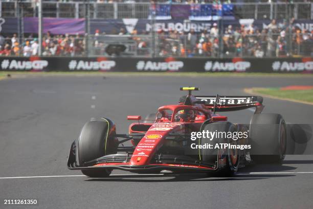 Carlos Sainz of Spain driving the Ferrari SF-24 on track during the F1 Grand Prix of Australia at Albert Park Circuit on March 24, 2024 in Melbourne,...