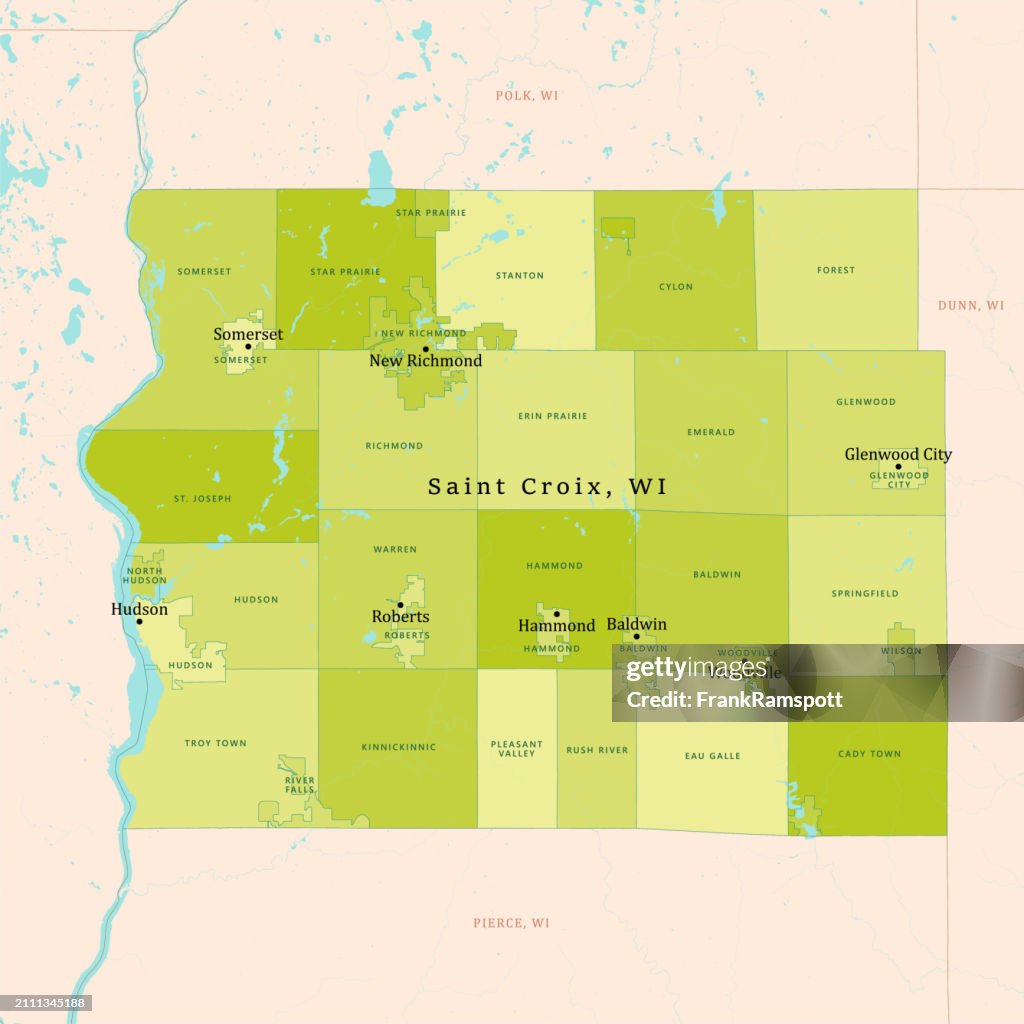 WI Saint Croix County Vector Map Green