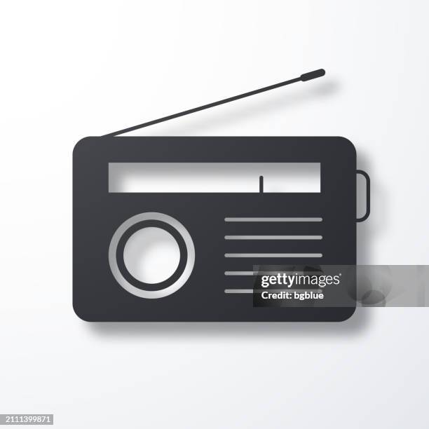 radio. icon with shadow on white background - portable radio stock illustrations