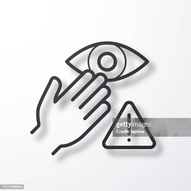 do not touch eyes. line icon with shadow on white background - avoidance-concept stock illustrations