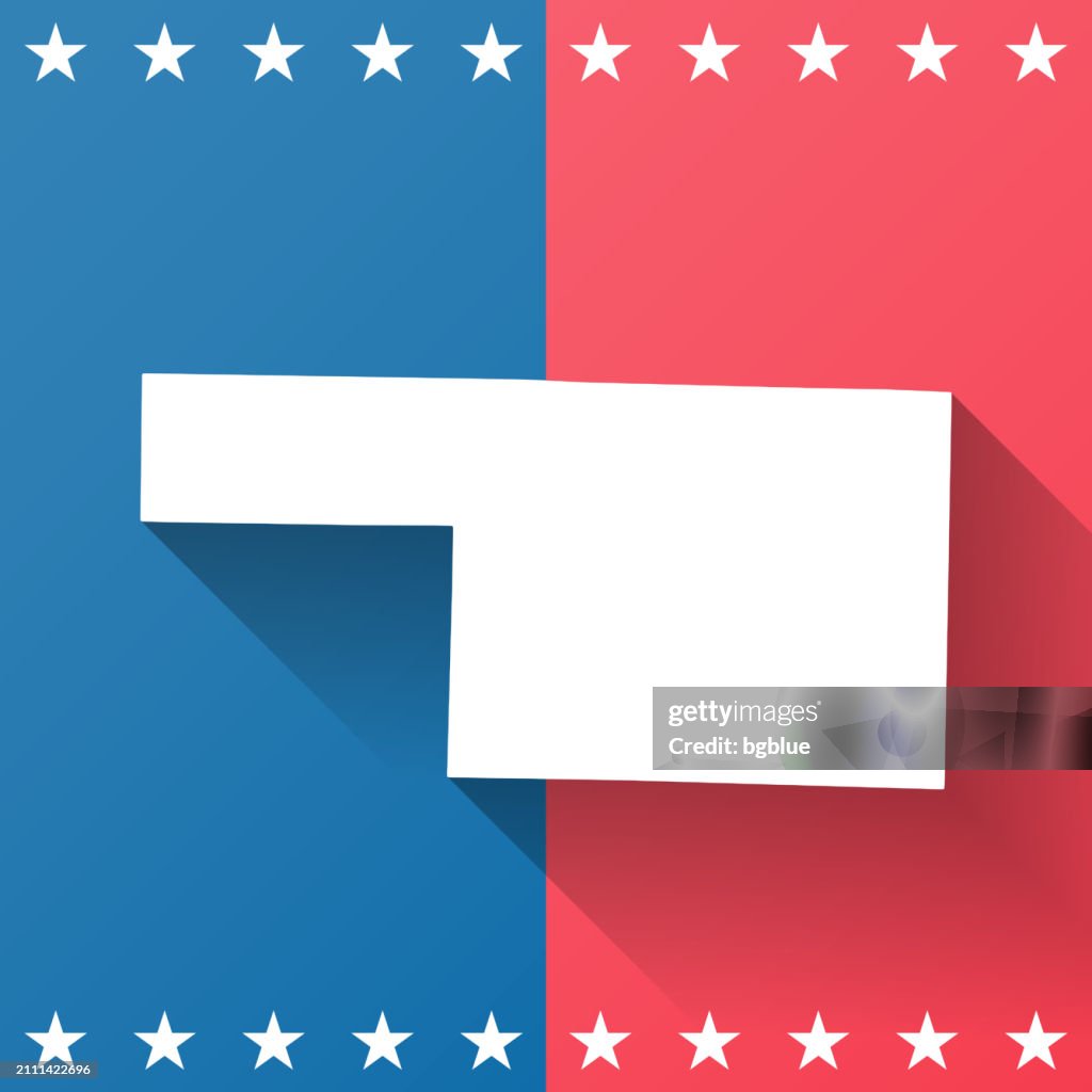 Christian County, Missouri. Map on blue and red background