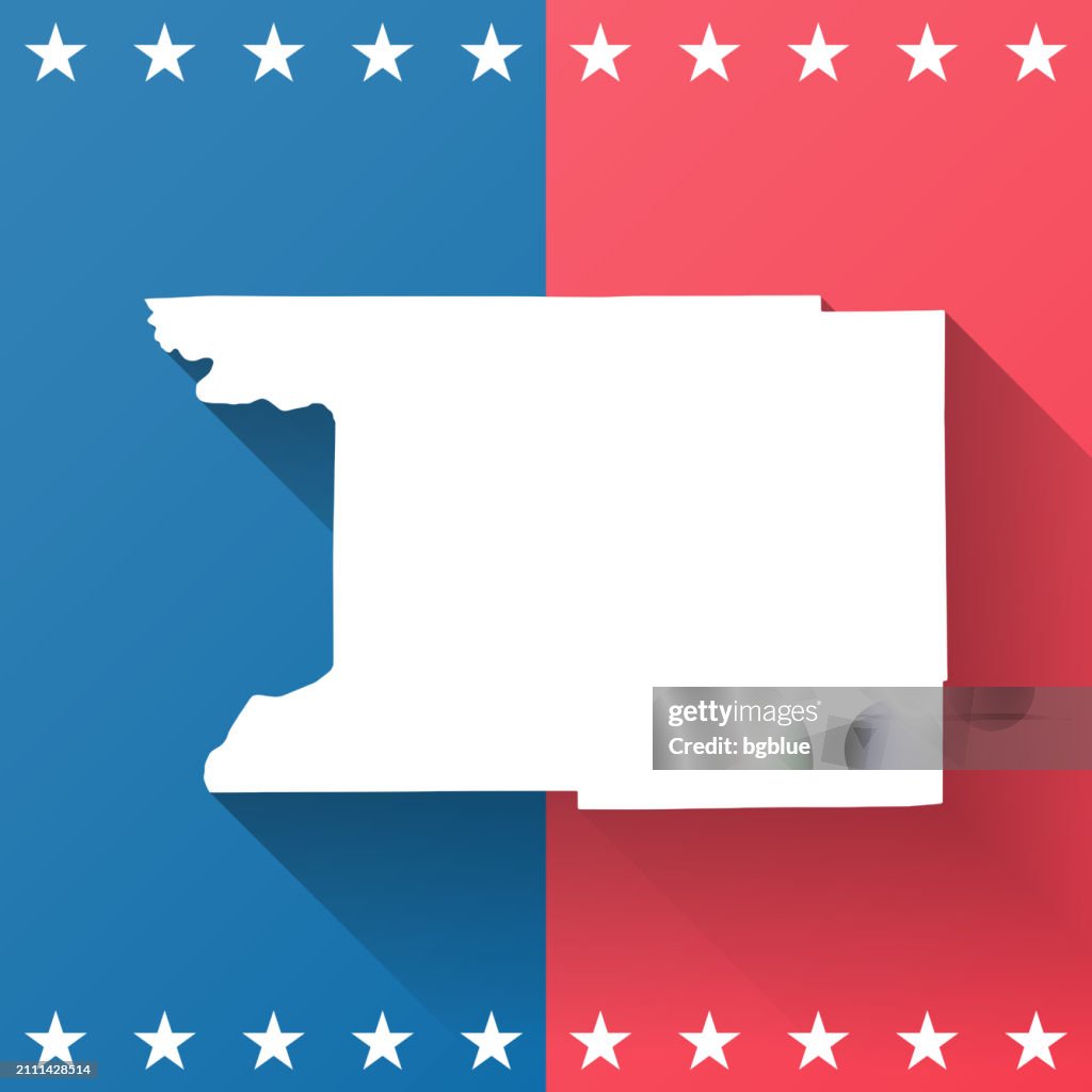 Columbia County, Wisconsin. Map on blue and red background