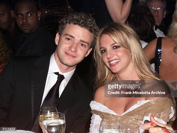 Singers Justin Timberlake and Britney Spears attend the 27th Annual Clive Davis Pre-Grammy party together, Beverly Hills Hotel in Los Angeles,...