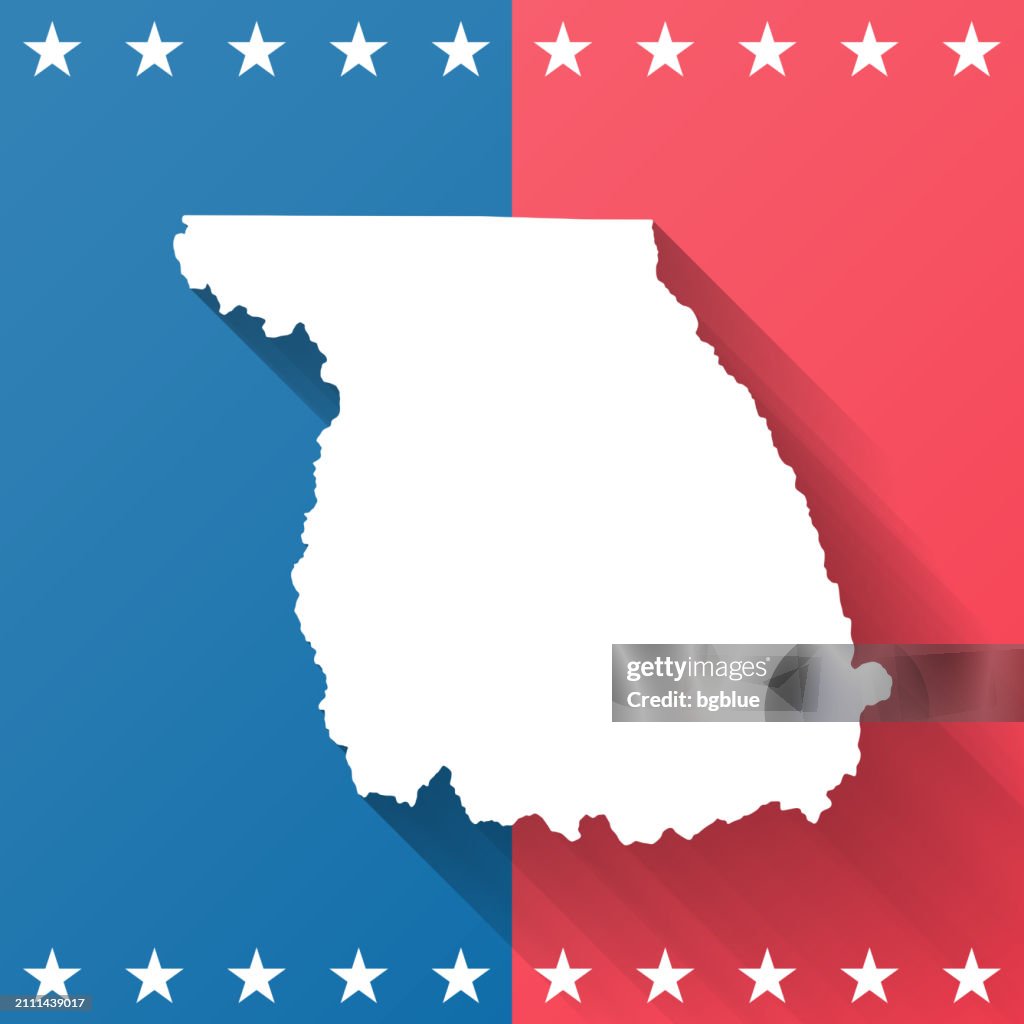 Contea di Jackson, Colorado. Mappa su sfondo blu e rosso