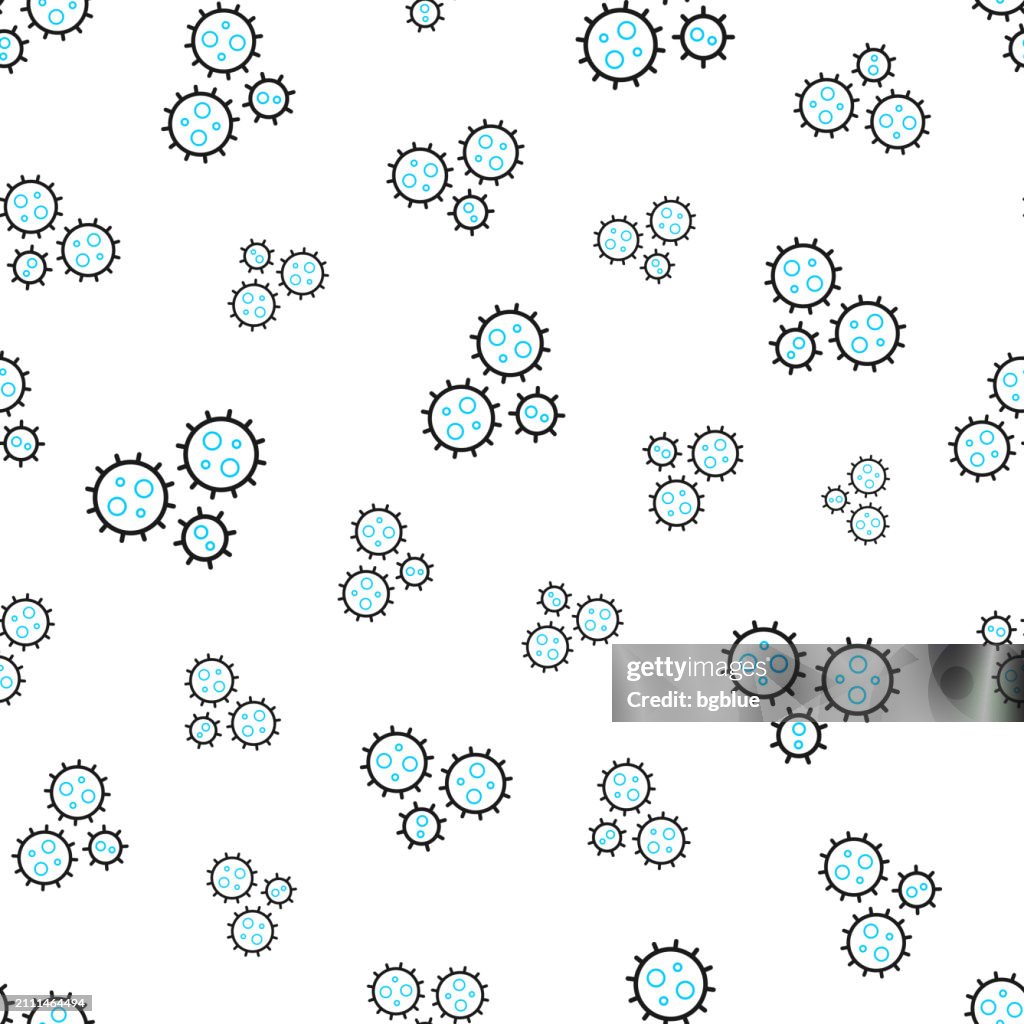 Coronavirus cells (COVID-19). Seamless pattern. Line icons on white background