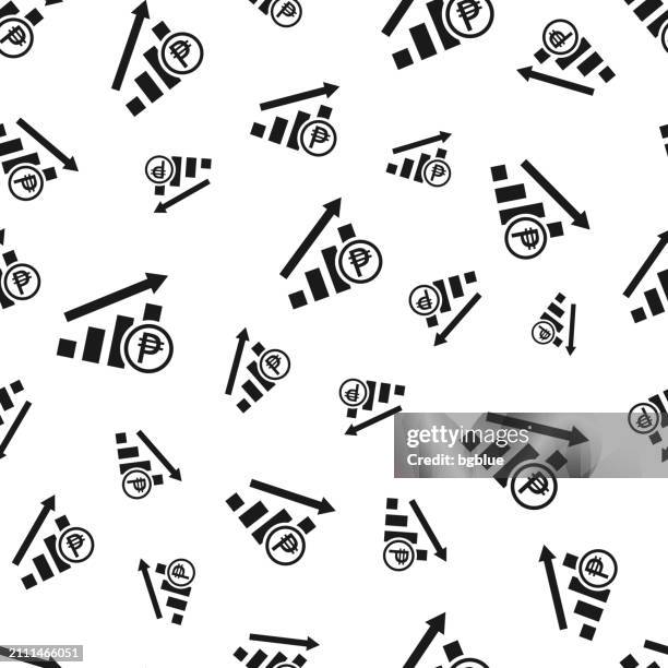 chart of increased peso rate. seamless pattern. icons on white background - peso stock illustrations