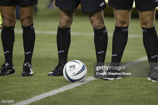 Detail of soccer ball before the Major League Soccer game between the San Jose Earthquakes and the Los Angeles Galaxy at the Home Depot Center on...