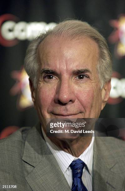 Chairman Ed Snider of the Philadelphia 76ers attends a news conference at First Union Center on June 20, 2003 in Philadelphia, Pennsylvania. Randy...