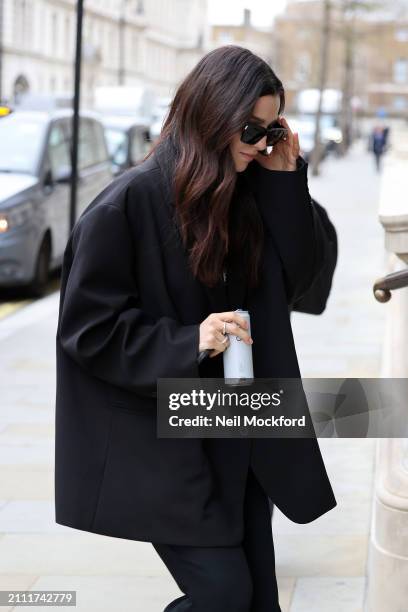Marisa Abela returns to the Corinthia Hotel whilst promoting new Amy Winehouse biopic 'Back to Black' on March 25, 2024 in London, England.