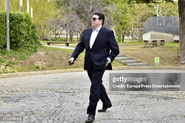 Carlos Canovas, Silvia Tortosa's ex-husband, arriving at the Les Corts morgue to say his last goodbye to the actress, on March 25 in Barcelona, Spain.