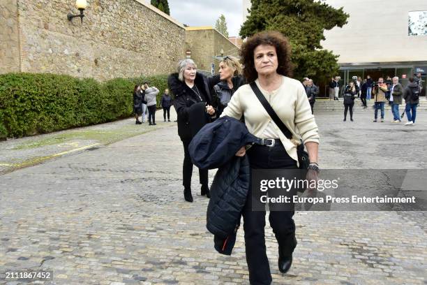 Friends and family at the Les Corts morgue after bidding farewell to actress Silvia Tortosa, on March 25 in Barcelona, Spain.