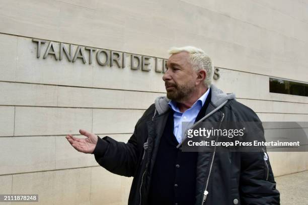 Jose Manuel Parada at the Les Corts morgue after bidding farewell to actress Silvia Tortosa, on March 25 in Barcelona, Spain.