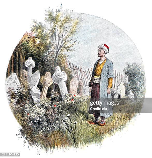 from sofia, bulgaria, abandoned turkish cemetery - bulgaria stock illustrations