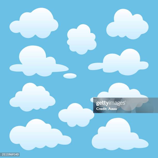 satz von wolken-cliparts - wolken stock-grafiken, -clipart, -cartoons und -symbole