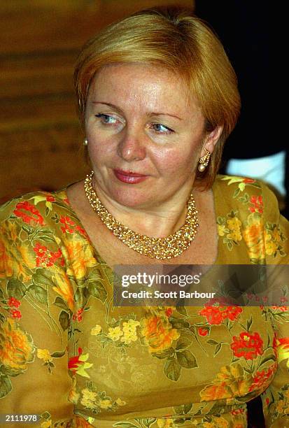 Lyudmila Putina, wife of Russian President Vladimir Putin, attends the Guildhall Banquet in their honor June 25, 2003 in London, England. The visit...