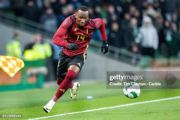 March 23: Dodi Lukébakio of Belgium in action during the Republic of Ireland V Belgium, International friendly match at Aviva Stadium on March 23rd,...