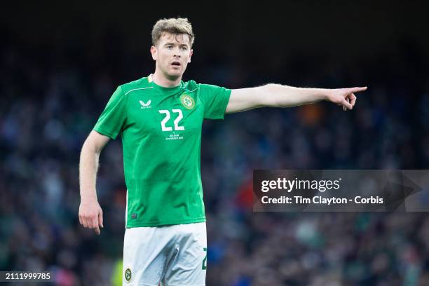 March 23: Nathan Collins of Ireland during the Republic of Ireland V Belgium, International friendly match at Aviva Stadium on March 23rd, 2024 in...