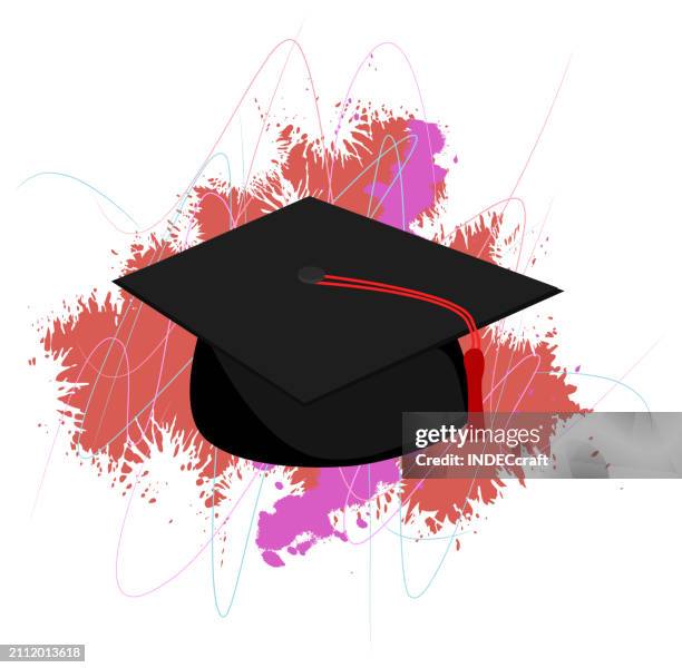 graduation cap with grunge vector - empty lecture hall stock illustrations
