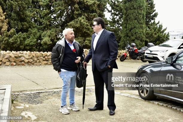 Jose Manuel Parada and Carlos Canovas, Silvia Tortosa's ex-husband, during the burial of the actress, on March 25 in Barcelona, Spain.