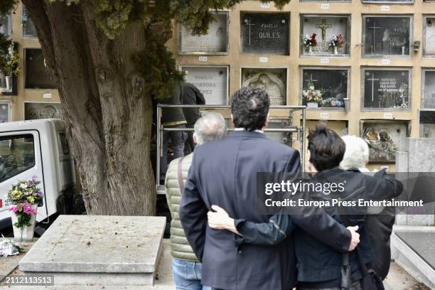 Chema Marin and Carlos Canovas, Silvia Tortosa's ex-husband, during the burial of the actress, on March 25 in Barcelona, Spain.
