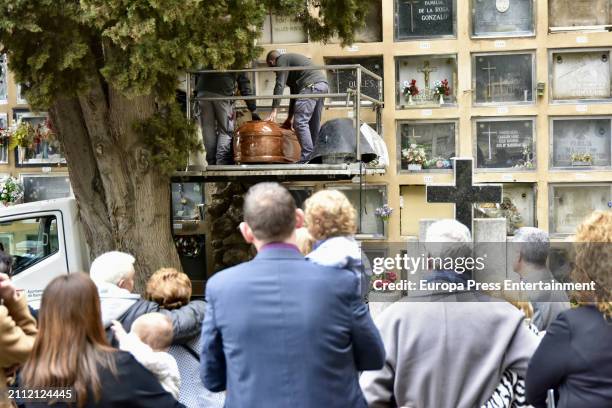 Family and friends during the funeral of actress Silvia Tortosa, on March 25 in Barcelona, Spain.