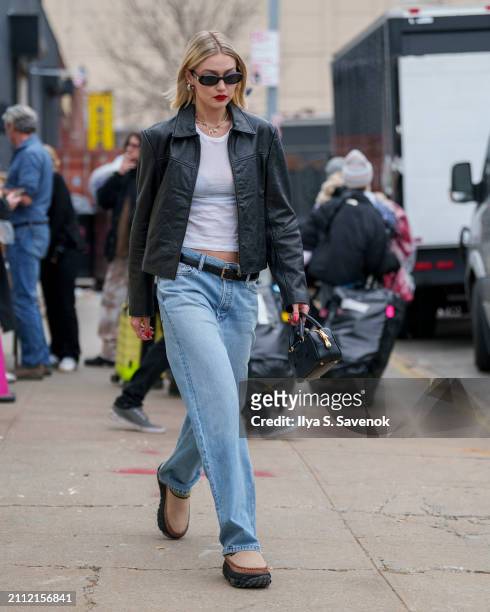 Model Gigi Hadid is seen on the streets of Brooklyn on March 22, 2024 in New York City.